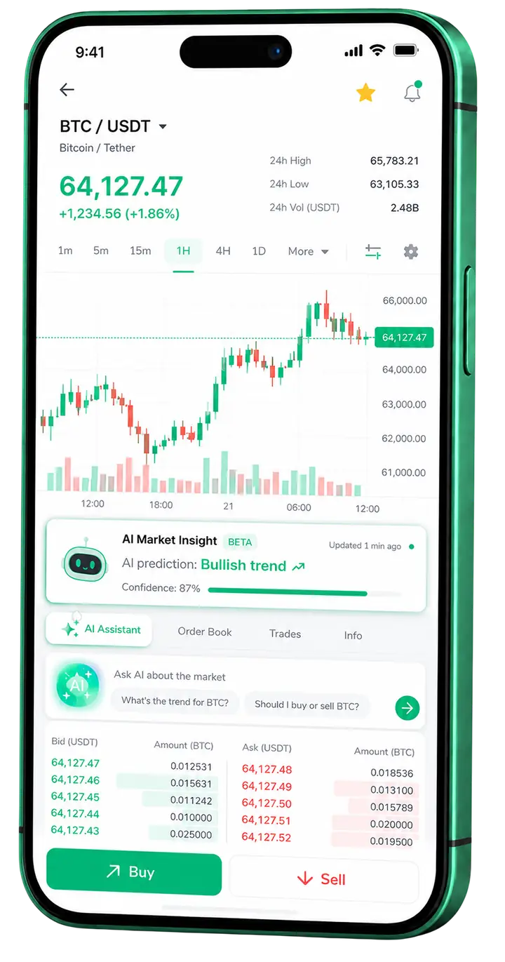 Tesoralta — app móvil Pantalla móvil de trading en Tesoralta